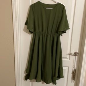 Amazon army green shirt sleeve midi length dress. New!